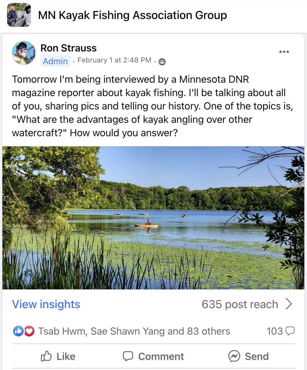 Facebook Post Advantages Of Kayaks For Fishing