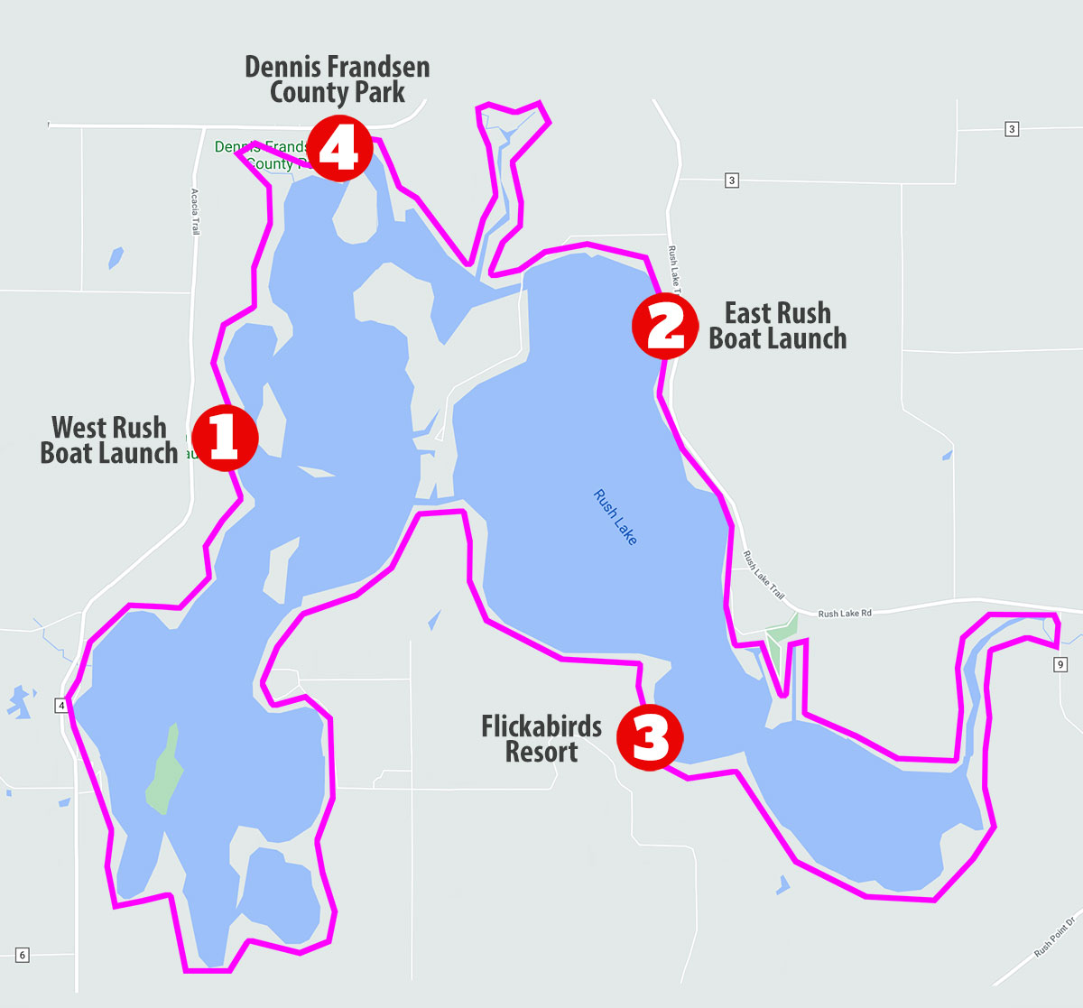 East & West Rush Lake Kayak Launches