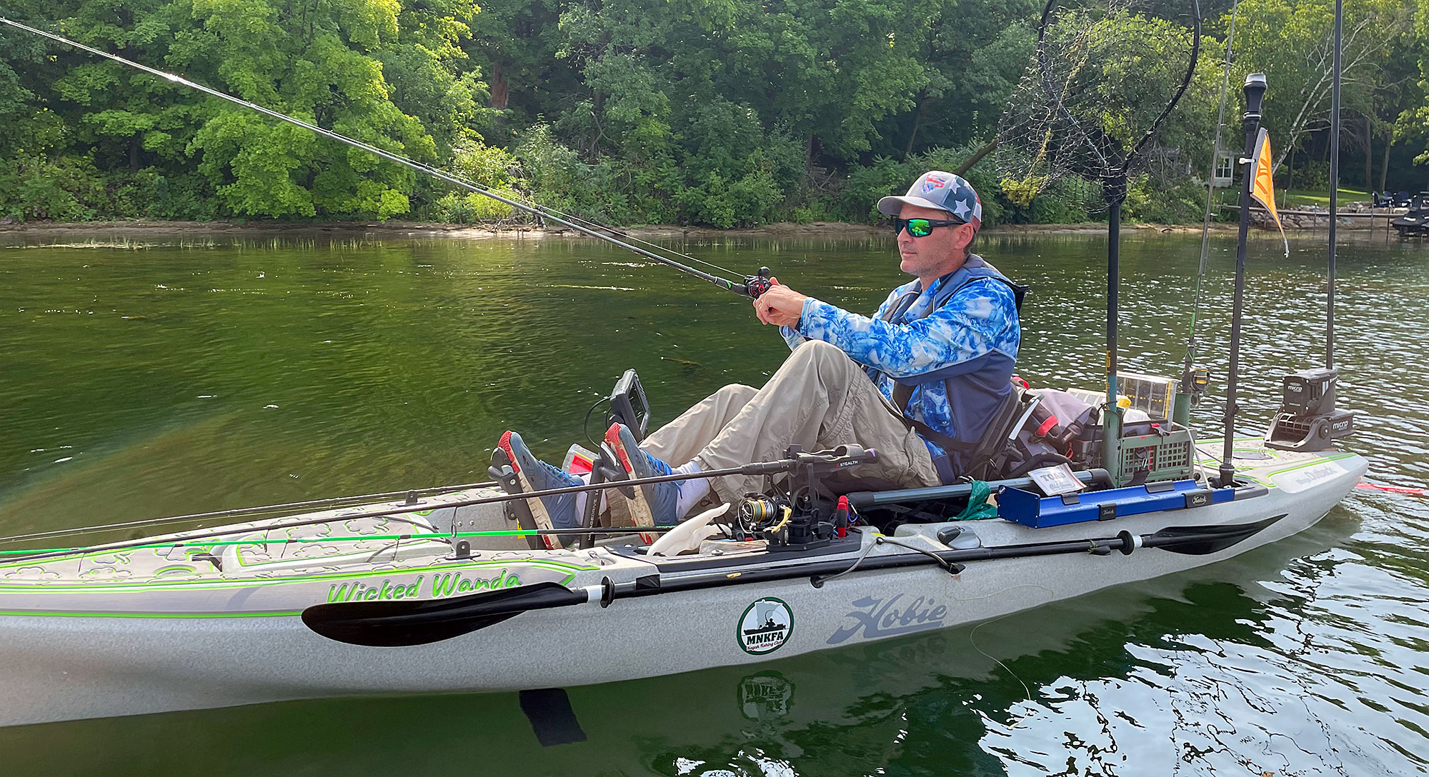 Man Kayak Bass Fishing