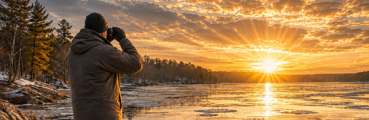 Angler Looking At Lake Ice Out